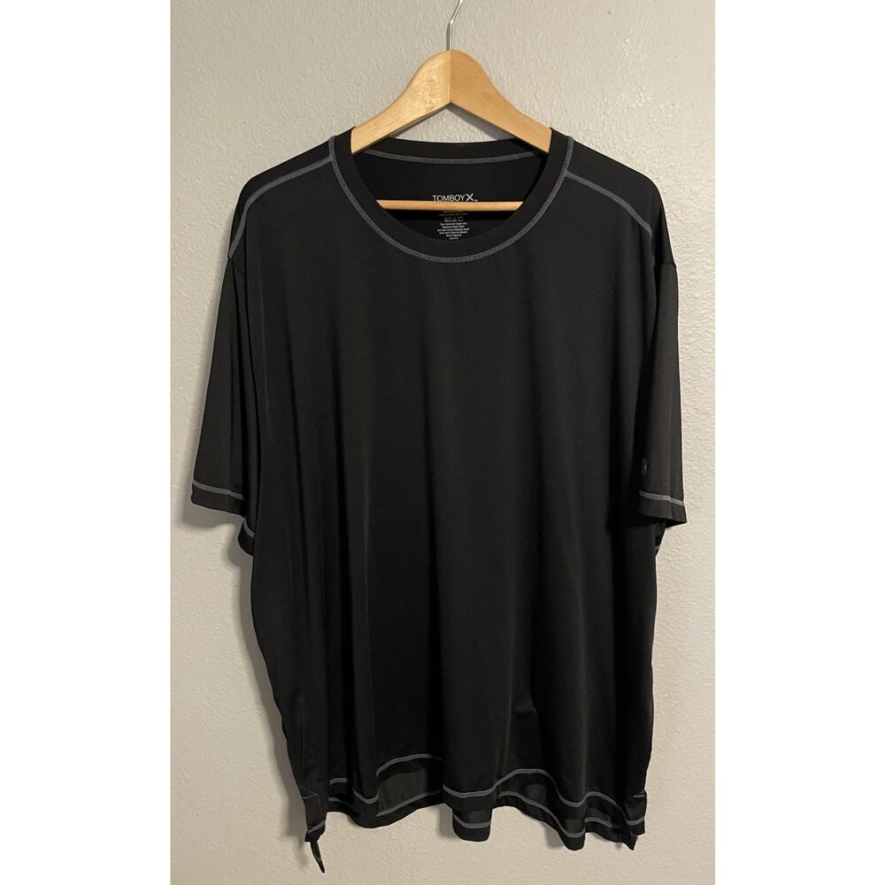 Tomboy X Mens Shirt 2X Black Stretch Short Sleeve Crew Neck Performance Athletic